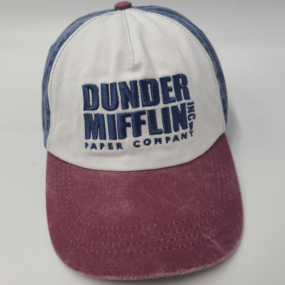 Dunder Mifflin Hat Strapback (Fits Small) White Blue Red‎ The Office TV Show Men